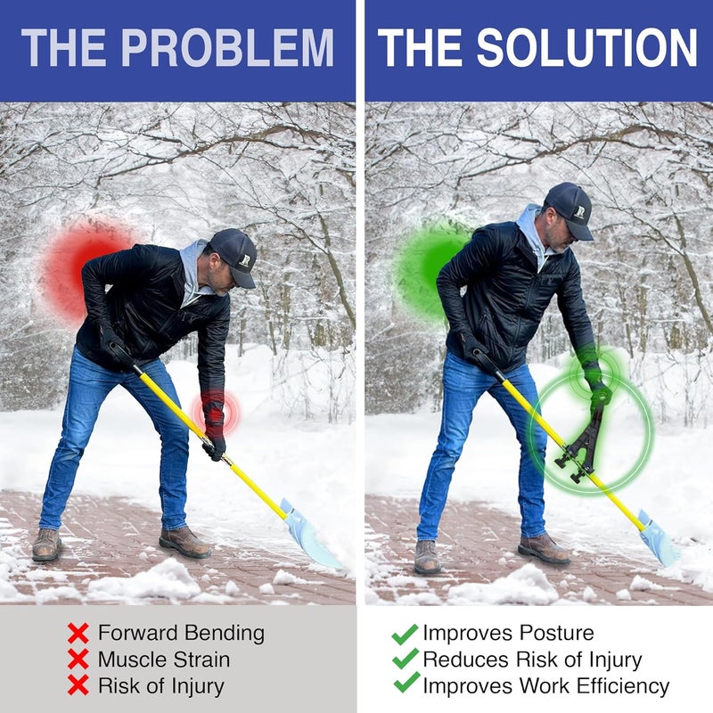 Reach Right Universal Handle Attachment for Snow Shovel, Weedeater, String Trimmer, Rake & More | Versatile Ergonomic Back Saving Attachment for All Gardening Tools | Yard Tool Gifts (2 Pack) - Image 4